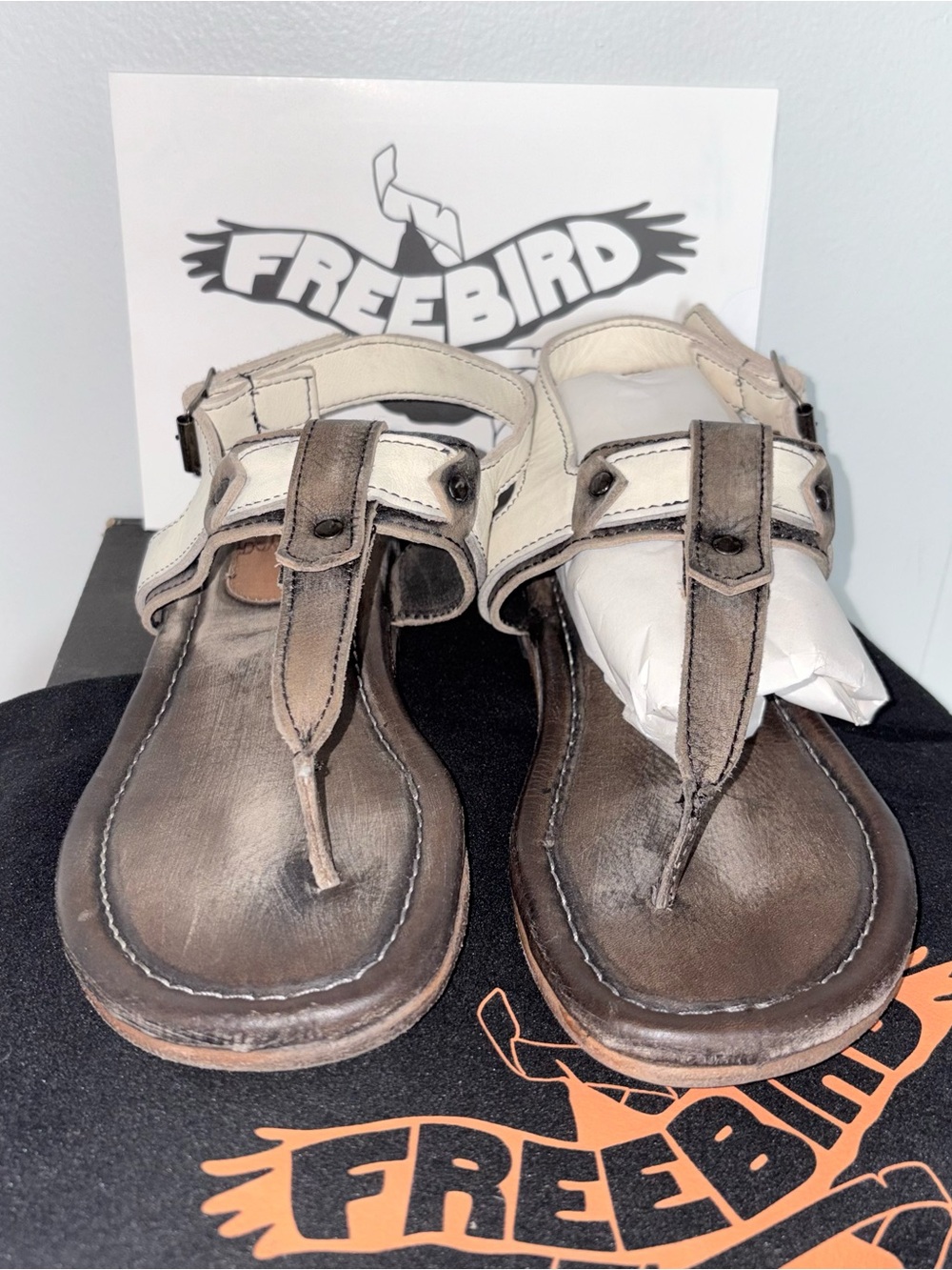Freebird Sorrento Black Multi Leather Sandals Size 8 Handmade Boho